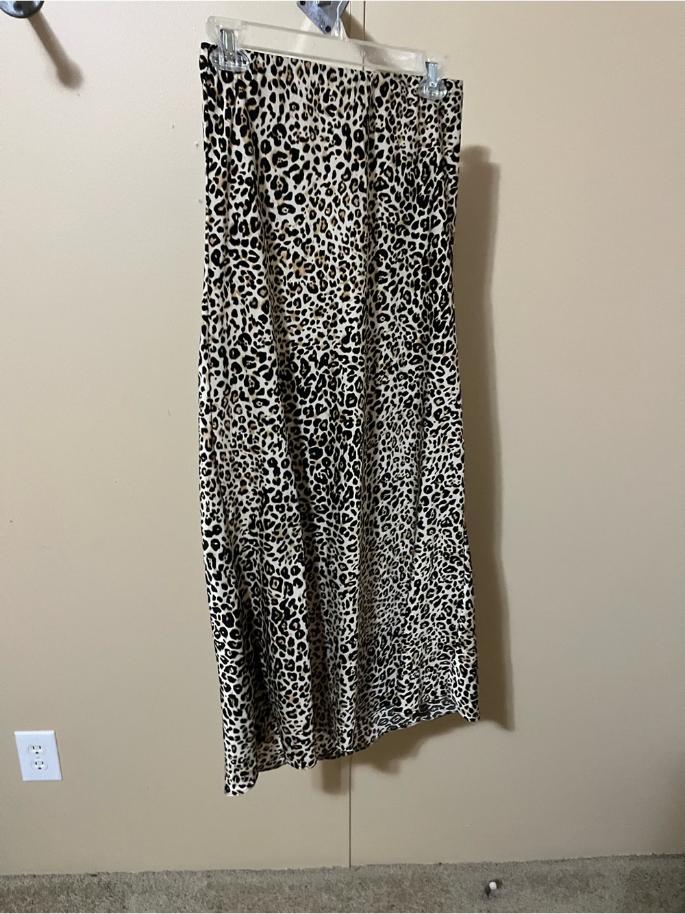 TCEC Leopard Print Maxi Skirt in Beige and Black